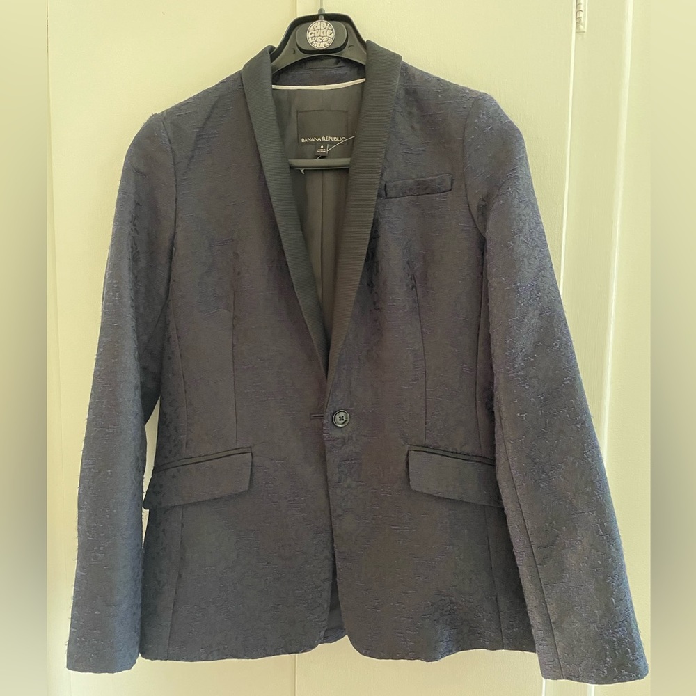 Banana Republic Women's Twill Jacket Size 8 Dark Navy Blue Lined Single Breast